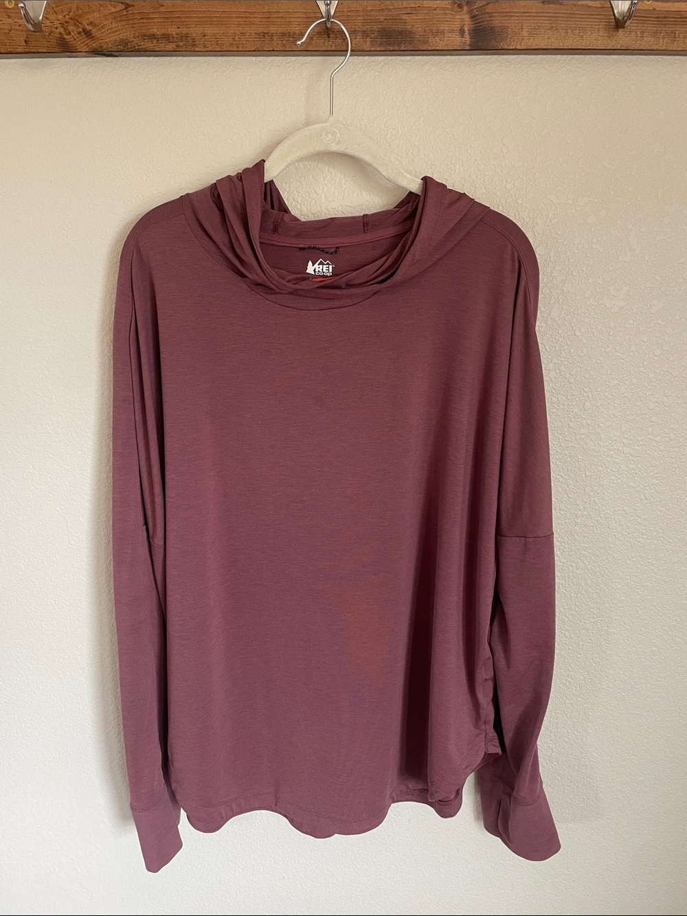 REI Co-op Lightweight Hoodie Burgundy Women’s 1XL Pullover Outdoor Hiking